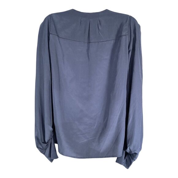 See By Chloe 100% Silk Blouse Top Long Sleeve Round Neck Blue Women's 4 - Picture 2 of 5